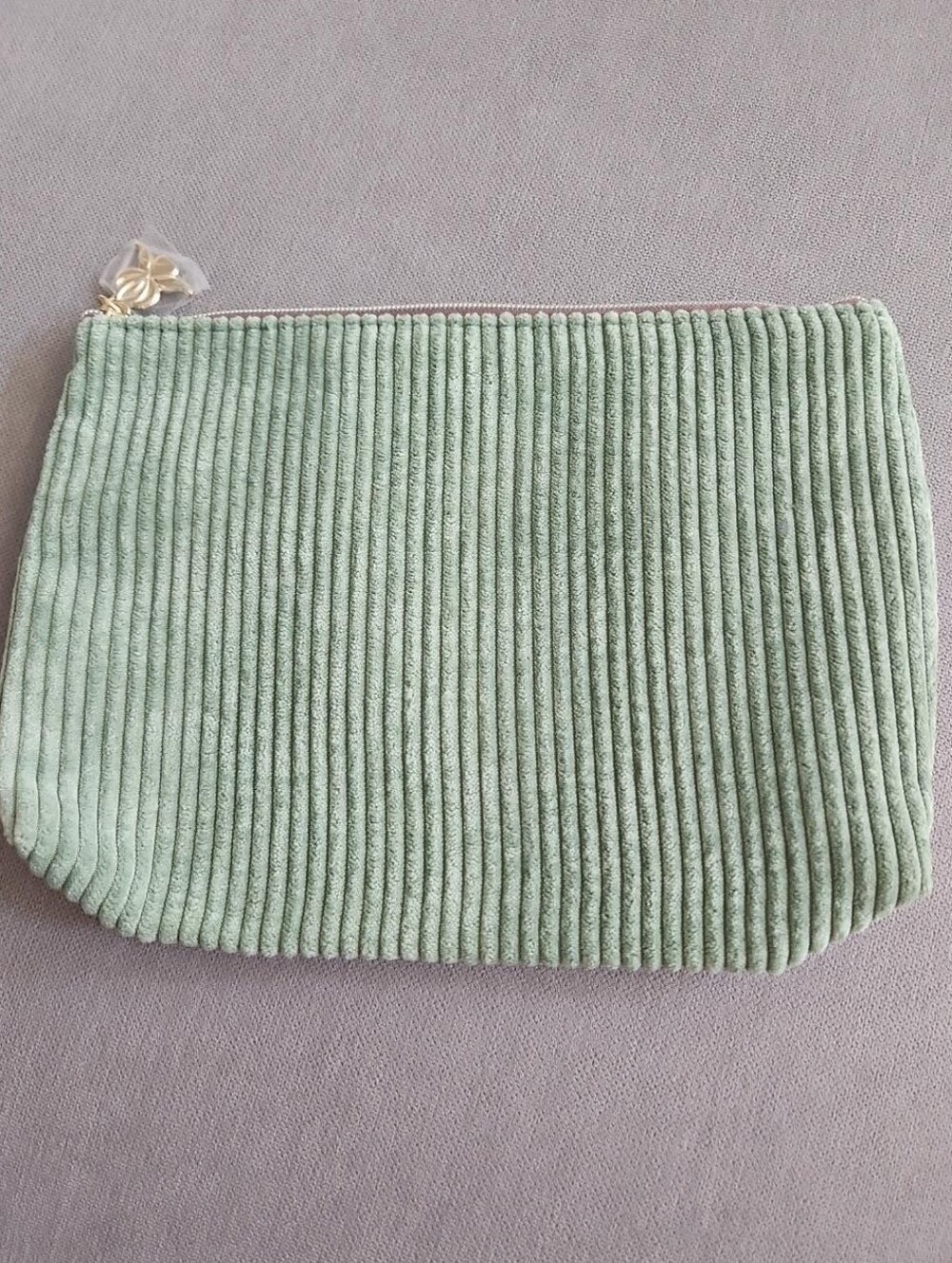 Sisley Paris Green Corduroy Cosmetic Makeup Bag Pouch New/unused